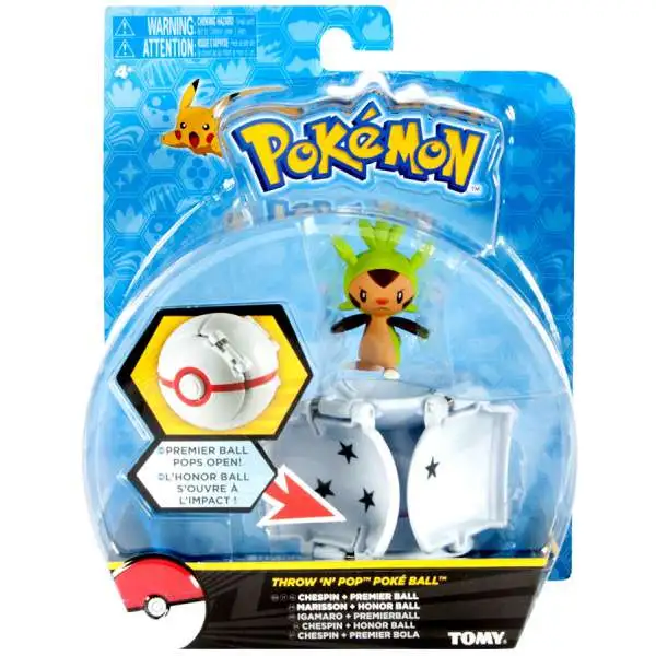 Pokemon Throw 'n' Pop Pokeball Chespin & Premier Ball Figure Set