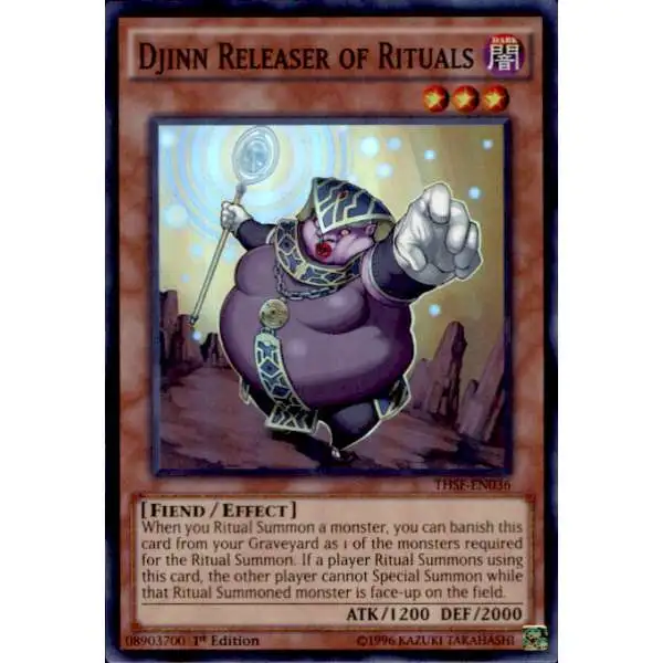 YuGiOh The Secret Forces Super Rare Djinn Releaser of Rituals THSF-EN036