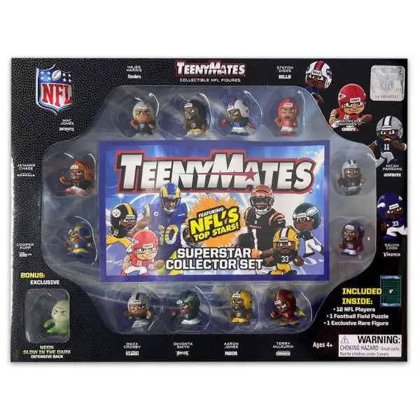 NFL TeenyMates 2023 Football Series 11 Superstar Collector Set [12 Players Plus Exclusive Neon Glow in the Dark Defensive Back]