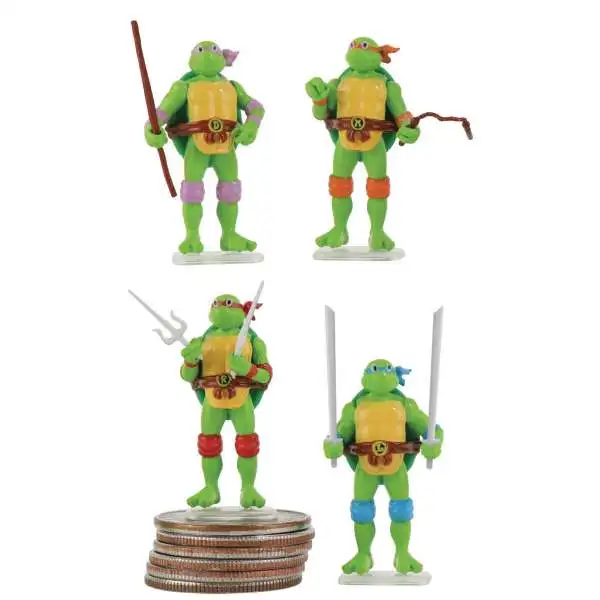 World's Smallest Teenage Mutant Ninja Turtles Leonardo, Michelangelo, Donatello & Raphael 1.25-Inch Set of 4 Micro Figures [World's Coolest]