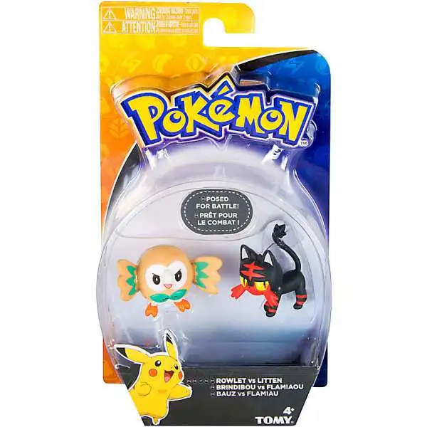 Pokemon Action Pose Rowlet & Litten 3-Inch Mini Figure