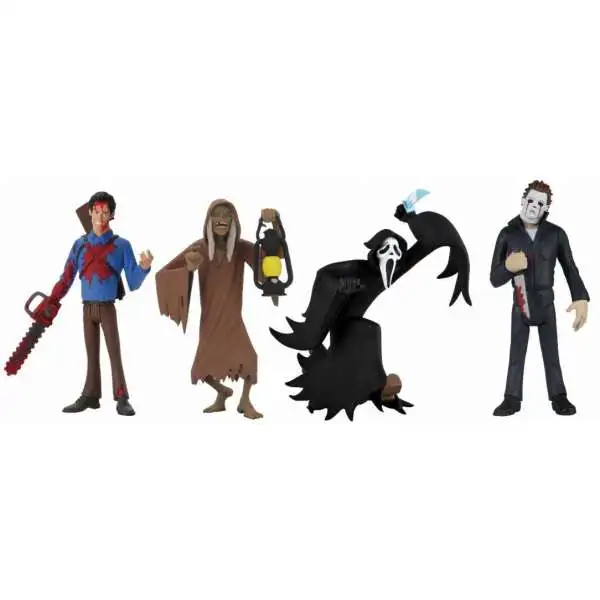 NECA Toony Terrors Series 5 Ghost Face, Creep, Bloody Ash & Michael Myers Set of 4 Action Figures