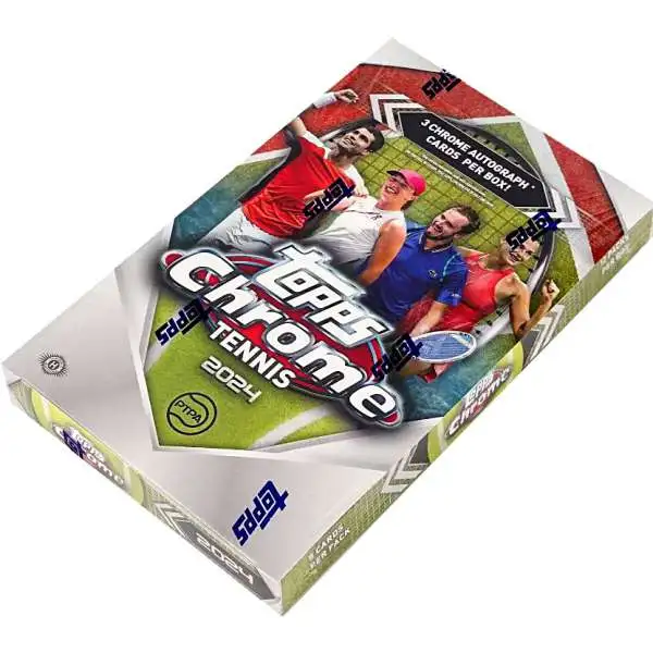 PTPA Topps 2024 Chrome Tennis Trading Card HOBBY Box [12 Packs, 3 Autographs]