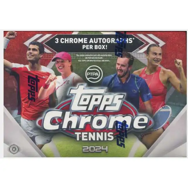 PTPA Topps 2024 Chrome Tennis Trading Card DELIGHT Box [1 Pack, 3 Autographs]