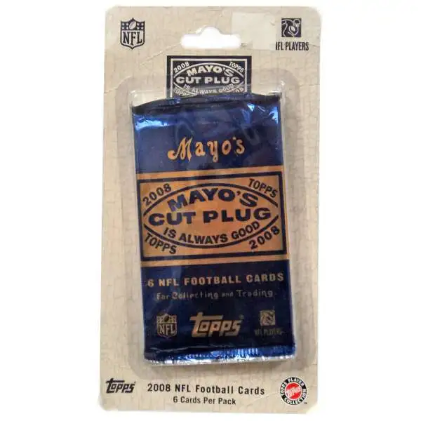 NFL Topps 2008 Mayo's Cut Plug Football Trading Card BLISTER Pack [6 Cards]