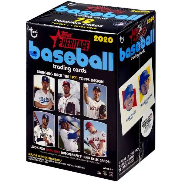 MLB Topps 2020 Heritage Baseball Trading Card BLASTER Box [7 Packs + 1 Bonus Pack]