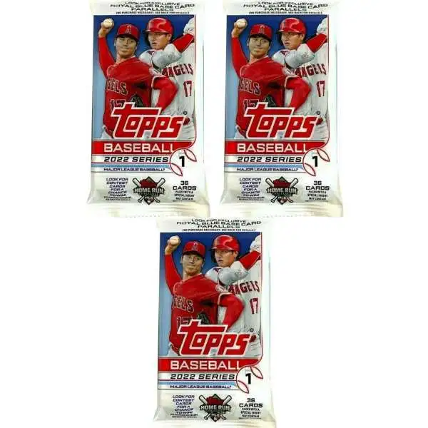 MLB Topps 2022 Series 1 Baseball LOT of 3 Trading Card VALUE Packs [36 Cards Per Pack]