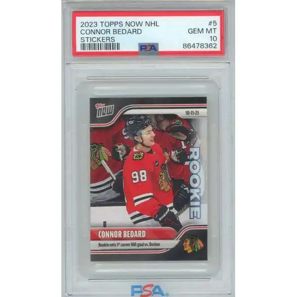 NHL Chicago Blackhawks 2023-24 NOW Hockey Connor Bedard Single Sticker Card #5 [Rookie] [PSA 10]