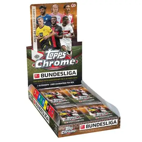 UEFA 2023-24 Topps Chrome Bundesliga Trading Card HOBBY Box [20 Packs, 4 Cards Per Pack, 1 Autograph]