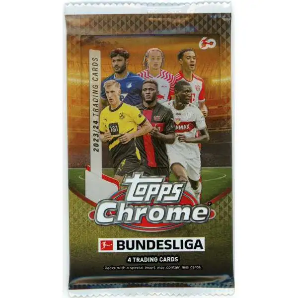UEFA Topps 2023-24 Chrome Bundesliga Soccer Trading Card HOBBY Pack [4 Cards]