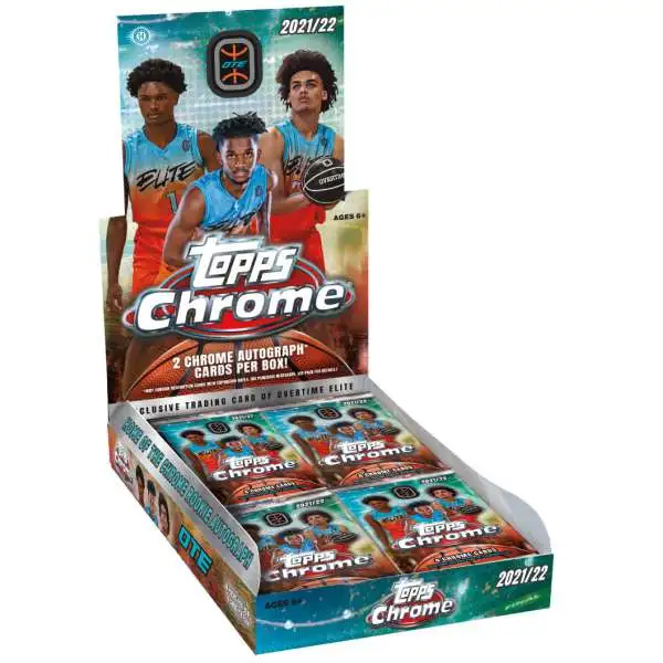 OTE Topps 2021-22 Chrome Basketball Trading Card HOBBY Box [18 Packs, 2 Autographs]