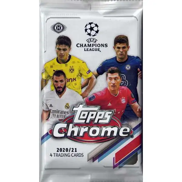UEFA Topps 2020-21 Chrome Trading Card Hobby Soccer Pack [4 Cards]