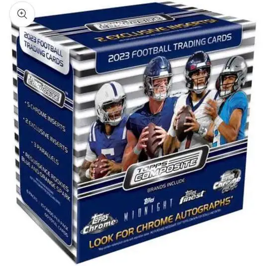 NFL Topps 2023 Composite Football Trading Card MEGA Box [6 Packs, Look for Exclusive Inserts & Chrome Autographs]