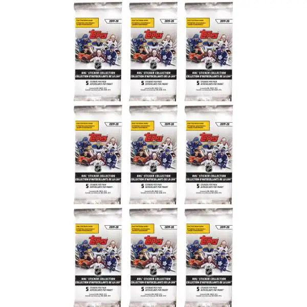 NHL Topps 2019-20 Hockey Sticker Collection Pack Lot of 10 [10 Packs]