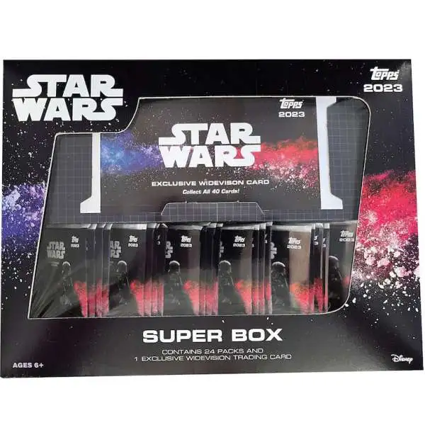 Star Wars Topps 2023 Trading Card SUPER Box [24 packs, 1 Widevision Card]