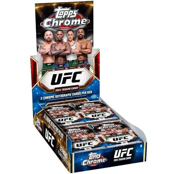 UFC Ultimate Fighting Championship 2024 Chrome Trading Card HOBBY Box [12 Packs, 2 Autographs!]