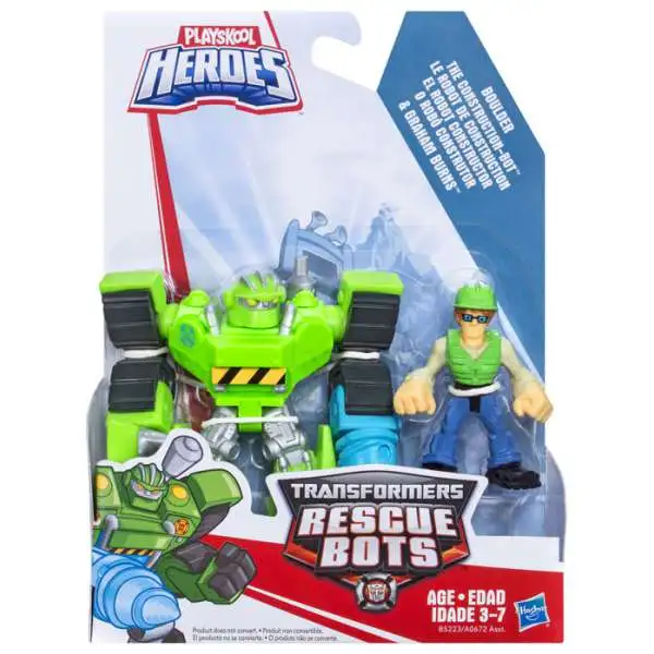 Transformers Playskool Heroes Rescue Bots Boulder the Construction-Bot & Graham Burns Action Figure 2-Pack