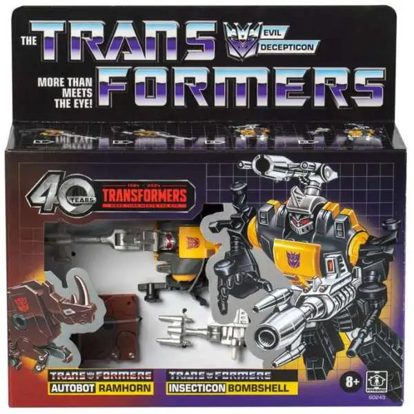 Transformers 40th Anniversary Retro G1 Autobot Ramhorn & Insecticon Bombshell Exclusive 5" Action Figure