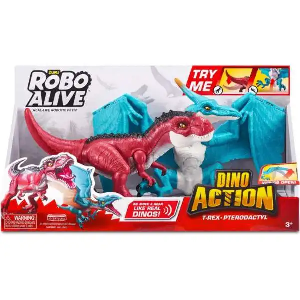 Robo Alive Dino Action T-Rex & Pterodactyl Robotic Pet Figure 2-Pack