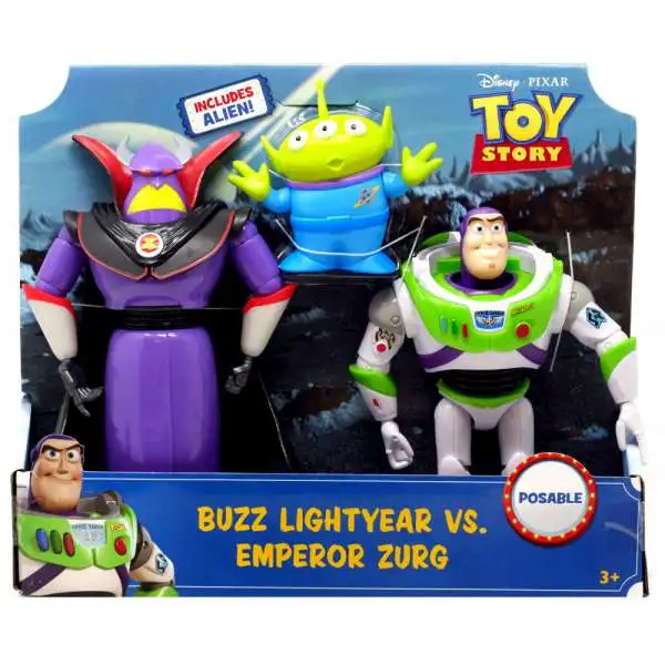 Toy Story 4 Buzz Lightyear vs. Emperor Zurg (with Alien) Posable Action Figure 3-Pack