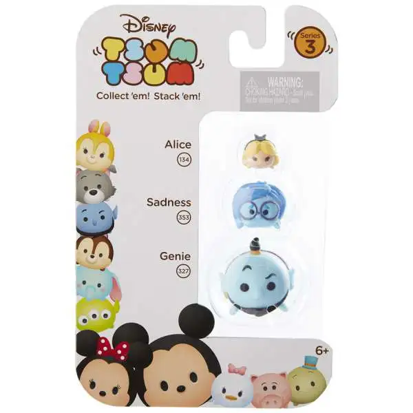 Disney Tsum Tsum Series 3 Alice, Sadness & Genie Minifigure 3-Pack #134, 353 & 327