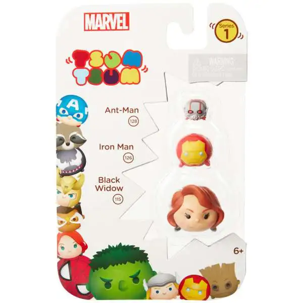 Marvel Tsum Tsum Ant-Man, Iron Man & Black Widow 1-Inch Minifigure 3-Pack #128, 126 & 115