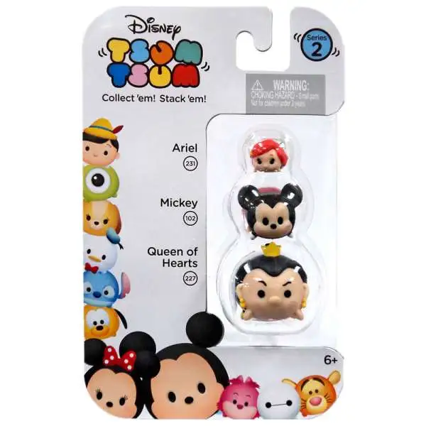 Disney Tsum Tsum Series 2 Ariel, Mickey & Queen of Hearts Minifigure 3-Pack #231, 102 & 227