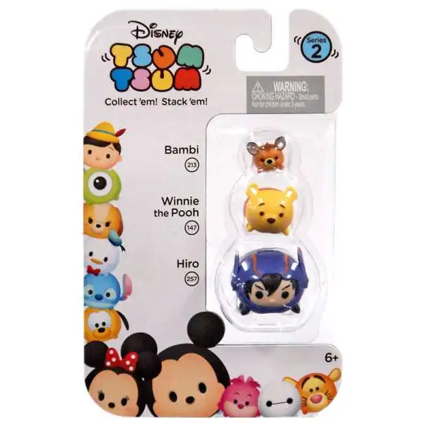 Disney Tsum Tsum Series 2 Bambi, Winnie the Pooh & Hiro Minifigure 3-Pack #213, 147 & 257