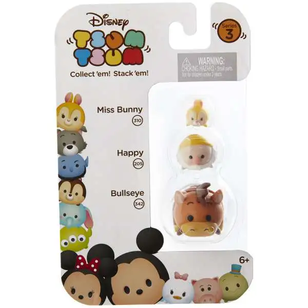 Disney Tsum Tsum Series 3 Miss Bunny, Happy & Bullseye Minifigure 3-Pack #310, 205 & 342