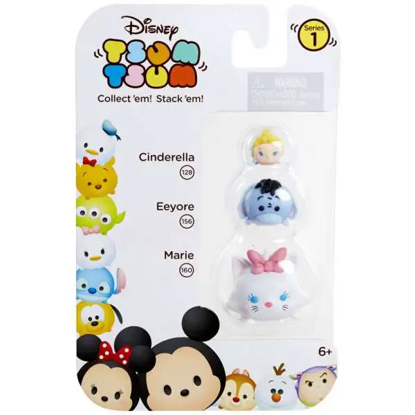 Disney Tsum Tsum Cinderella, Eeyore & Marie Minifigure 3-Pack #128, 156 & 160
