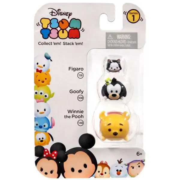 Disney Tsum Tsum Figaro, Goofy & Winnie the Pooh Minifigure 3-Pack #119, 108 & 148
