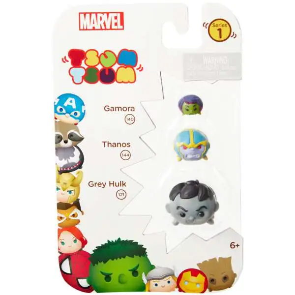 Marvel Tsum Tsum Gamora, Thanos & Grey Hulk 1-Inch Minifigure 3-Pack #140, 144 & 121