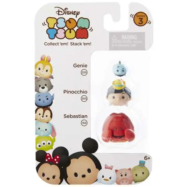 Disney Tsum Tsum Series 3 Genie, Pinocchio & Sebastian Minifigure 3-Pack #325, 305 & 163