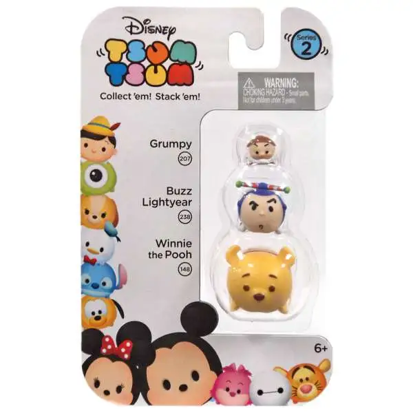 Disney Tsum Tsum Series 2 Grumpy, Buzz Lightyear & Winnie the Pooh Minifigure 3-Pack #207, 238 & 148