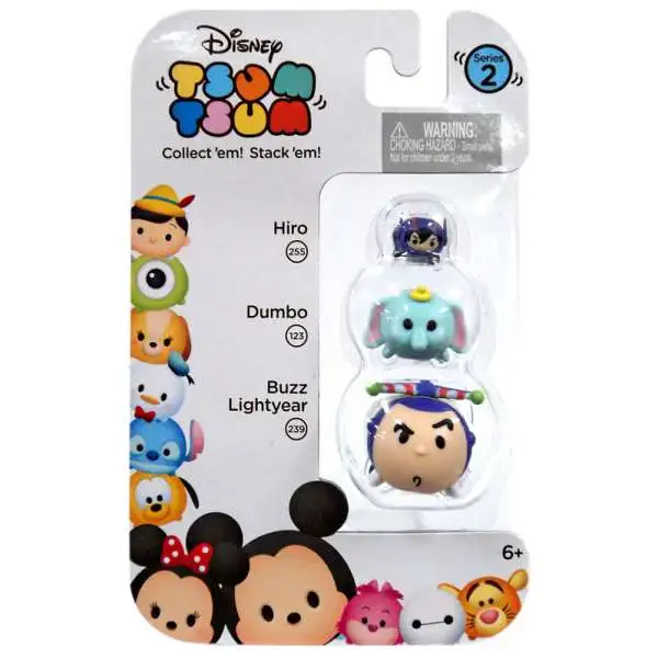 Disney Tsum Tsum Series 2 Hiro, Dumbo & Buzz Lightyear Minifigure 3-Pack #255, 123 & 239