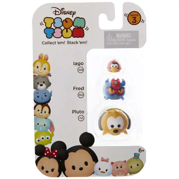 Disney Tsum Tsum Series 3 Iago, Fred & Pluto Minifigure 3-Pack #328, 350 & 112