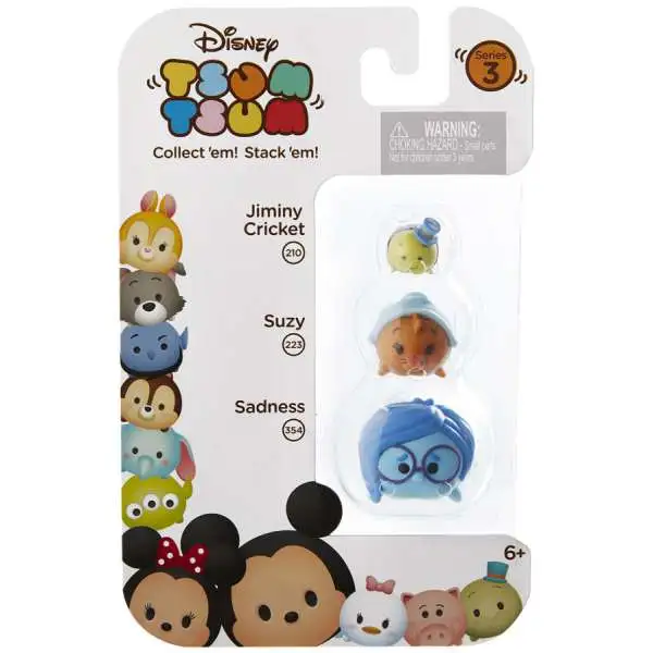 Disney Tsum Tsum Series 3 Jiminy Cricket, Suzy & Sadness Minifigure 3-Pack #210, 223 & 354