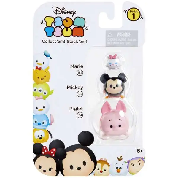 Disney Tsum Tsum Marie, Mickey & Piglet Minifigure 3-Pack #158, 102 & 154