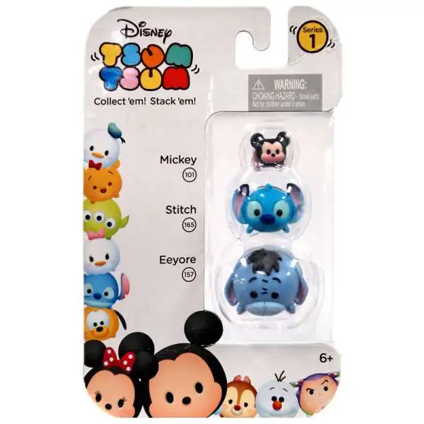 Disney Tsum Tsum Mickey, Stitch & Eeyore Minifigure 3-Pack #101, 165 & 157
