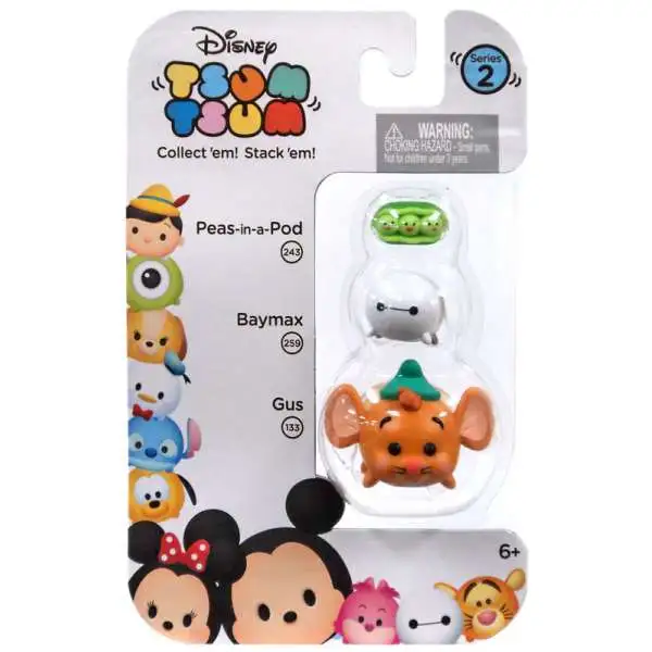 Disney Tsum Tsum Series 2 Peas-in-a-Pod, Baymax & Gus Minifigure 3-Pack #243, 259 & 133