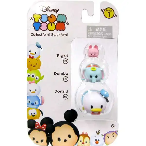 Disney Tsum Tsum Piglet, Dumbo & Donald 152, 123 & 115 Minifigure 3-Pack