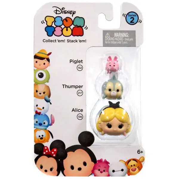 Disney Tsum Tsum Series 2 Piglet, Thumper & Alice Minifigure 3-Pack #152, 217 & 136