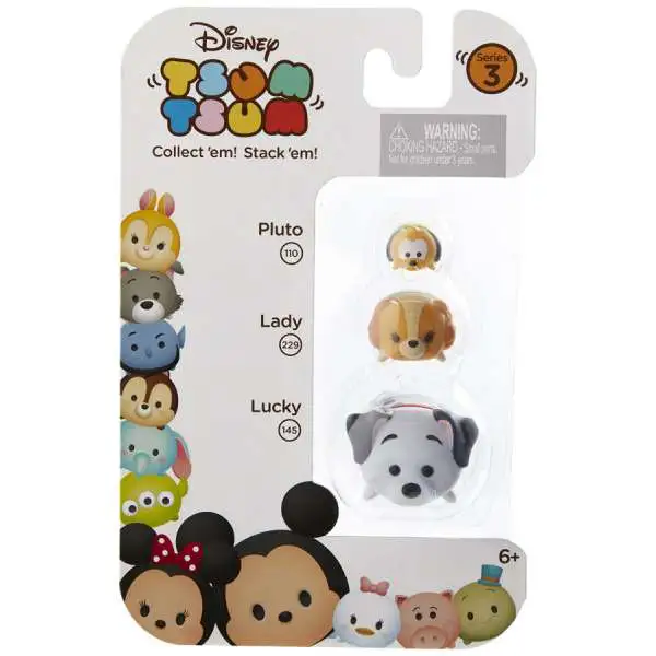 Disney Tsum Tsum Series 3 Pluto, Lady & Lucky Minifigure 3-Pack #110, 229 & 145