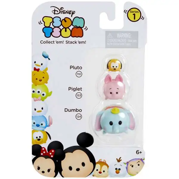 Disney Tsum Tsum Pluto, Piglet & Dumbo Minifigure 3-Pack #110, 153 & 124