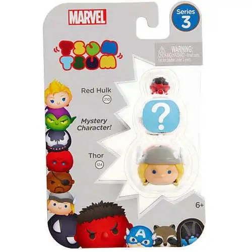 Marvel Tsum Tsum Series 3 Red Hulk & Thor 1-Inch Minifigure 3-Pack #210, 124