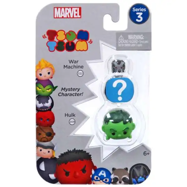 Marvel Tsum Tsum Series 3 War Machine & Hulk 1-Inch Minifigure 3-Pack #322 & 209