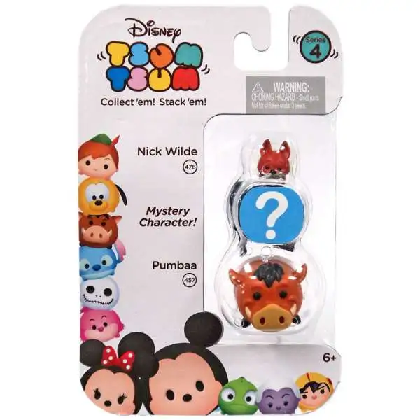 Disney Tsum Tsum Series 4 Nick Wilde & Pumbaa 1-Inch Minifigure 3-Pack