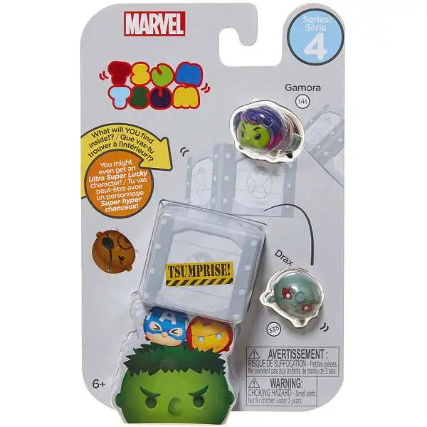 Marvel Tsum Tsum Series 4 Gamora & Drax 1-Inch Minifigure 3-Pack #141 & 335