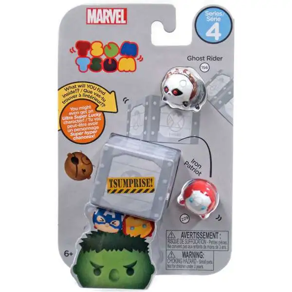 Marvel Tsum Tsum Series 4 Ghost Rider & Iron Patrot 1-Inch Minifigure 3-Pack #156 & 229