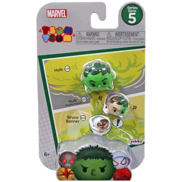 Marvel Tsum Tsum Series 5 Hulk, Hulk (Transformation) & Bruce Banner 1-Inch Minifigure 3-Pack #209, 502 & 504